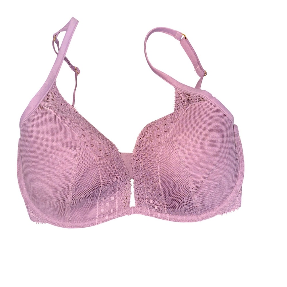 Victorias Secret Incredible Lightly Lined Plunge Bra 32DDD Purple Lace Lingerie